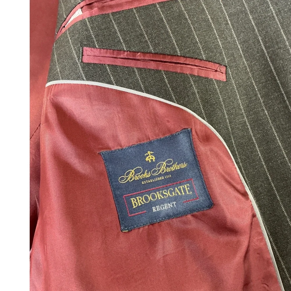 Brooks Brothers Scabal Blazer Mens 44R Charcoal Gray Pinstripe Wool Sport Coat